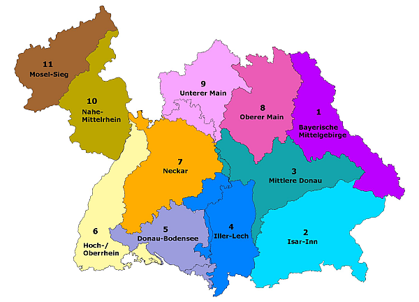 Auswahl KLIWA-Region per Karte